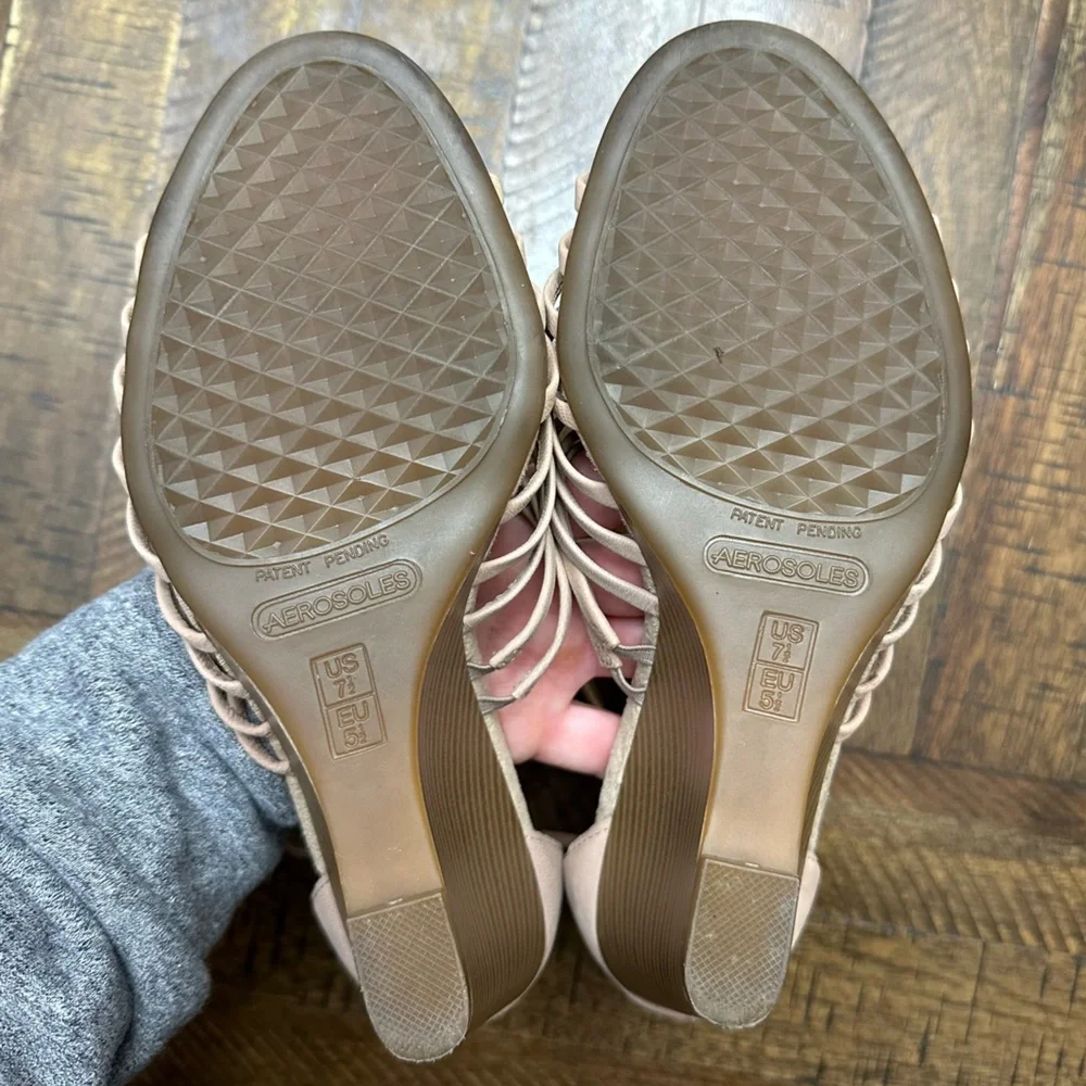 Aerosoles Heelrest Los Vegas Leather Strappy Wedge Sandal, Size 7.5